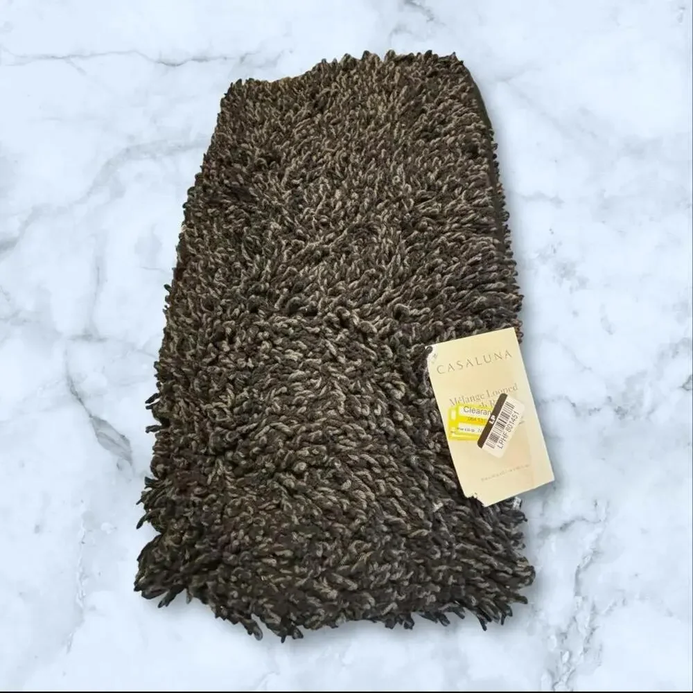 New Casaluna Melange Looped Bath Rug Black with Grey 21x34 Inches Soft